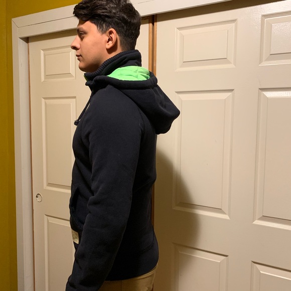 Hollister Navy Blue jacket with double neck zipper - Picture 5 of 8